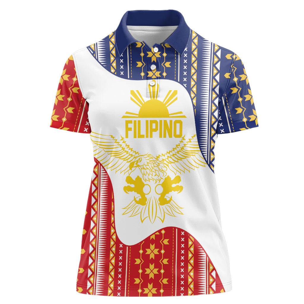 Philippines Flag Day Women Polo Shirt Filipino Traditional Igorot Tribal Pattern LT9 Female White - Polynesian Pride