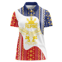 Philippines Flag Day Women Polo Shirt Filipino Traditional Igorot Tribal Pattern LT9 Female White - Polynesian Pride