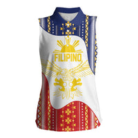 Philippines Flag Day Women Sleeveless Polo Shirt Filipino Traditional Igorot Tribal Pattern