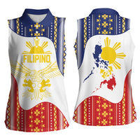 Philippines Flag Day Women Sleeveless Polo Shirt Filipino Traditional Igorot Tribal Pattern