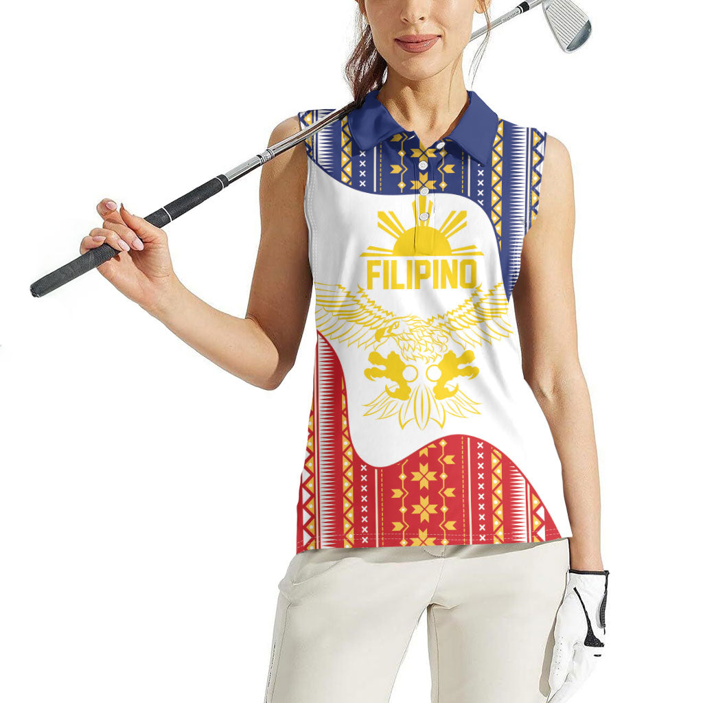 Philippines Flag Day Women Sleeveless Polo Shirt Filipino Traditional Igorot Tribal Pattern