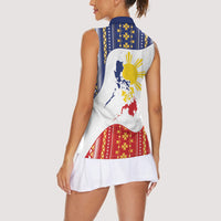 Philippines Flag Day Women Sleeveless Polo Shirt Filipino Traditional Igorot Tribal Pattern