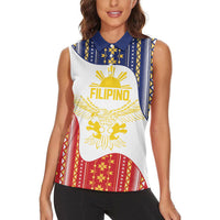 Philippines Flag Day Women Sleeveless Polo Shirt Filipino Traditional Igorot Tribal Pattern