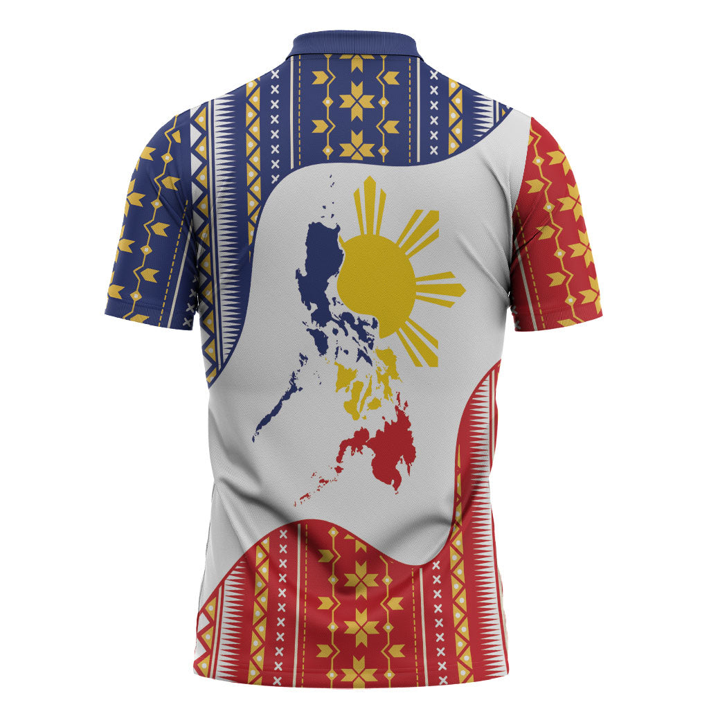 Philippines Flag Day Zipper Polo Shirt Filipino Traditional Igorot Tribal Pattern LT9 - Polynesian Pride