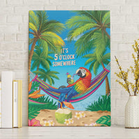 5 Oclock Somewhere Canvas Wall Art Hawaii Parrots Cocktail Summer Beach Vibe - Polynesian Pride