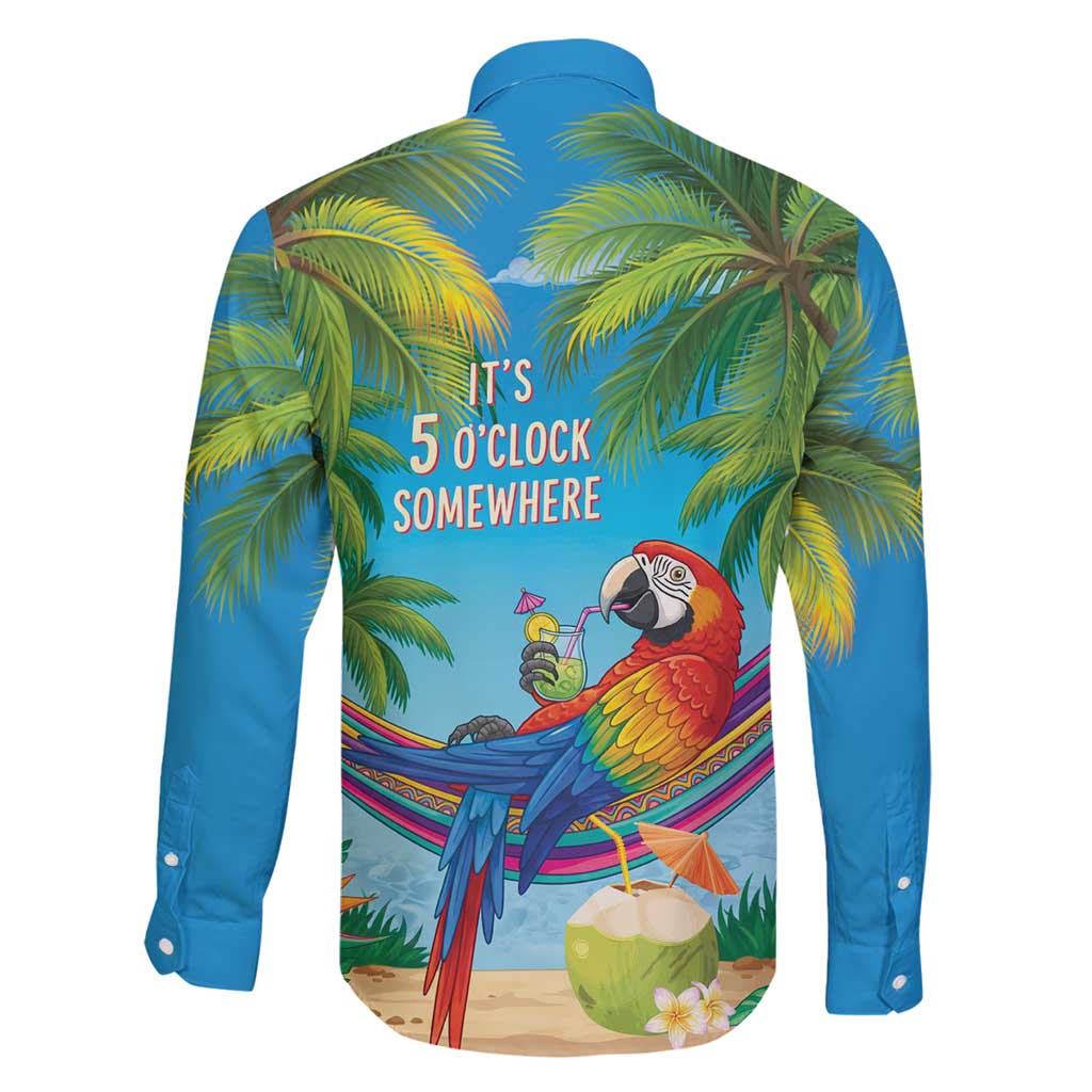 5 Oclock Somewhere Family Matching Mermaid Dress and Hawaiian Shirt Hawaii Parrots Cocktail Summer Beach Vibe - Polynesian Pride