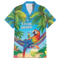 5 Oclock Somewhere Family Matching Off Shoulder Short Dress and Hawaiian Shirt Hawaii Parrots Cocktail Summer Beach Vibe - Polynesian Pride