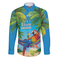 5 Oclock Somewhere Family Matching Off Shoulder Short Dress and Hawaiian Shirt Hawaii Parrots Cocktail Summer Beach Vibe - Polynesian Pride