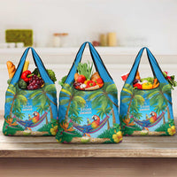 5 Oclock Somewhere Grocery Bag Hawaii Parrots Cocktail Summer Beach Vibe LT9 3-pack One Size Blue - Polynesian Pride