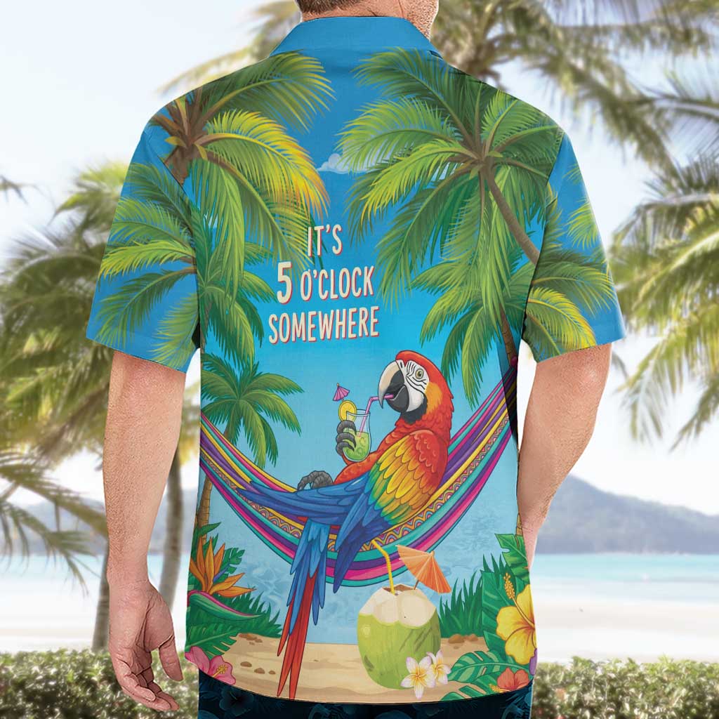 5 Oclock Somewhere Hawaiian Shirt Hawaii Parrots Cocktail Summer Beach Vibe LT9 - Polynesian Pride