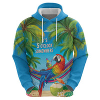 5 Oclock Somewhere Hoodie Hawaii Parrots Cocktail Summer Beach Vibe - Polynesian Pride