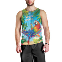 5 Oclock Somewhere Men Tank Top Hawaii Parrots Cocktail Summer Beach Vibe LT9 - Polynesian Pride