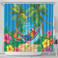 5 Oclock Somewhere Shower Curtain Hawaii Parrots Cocktail Summer Beach Vibe - Polynesian Pride