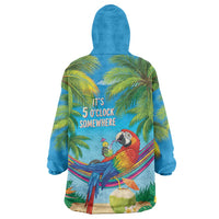 5 Oclock Somewhere Wearable Blanket Hoodie Hawaii Parrots Cocktail Summer Beach Vibe - Polynesian Pride