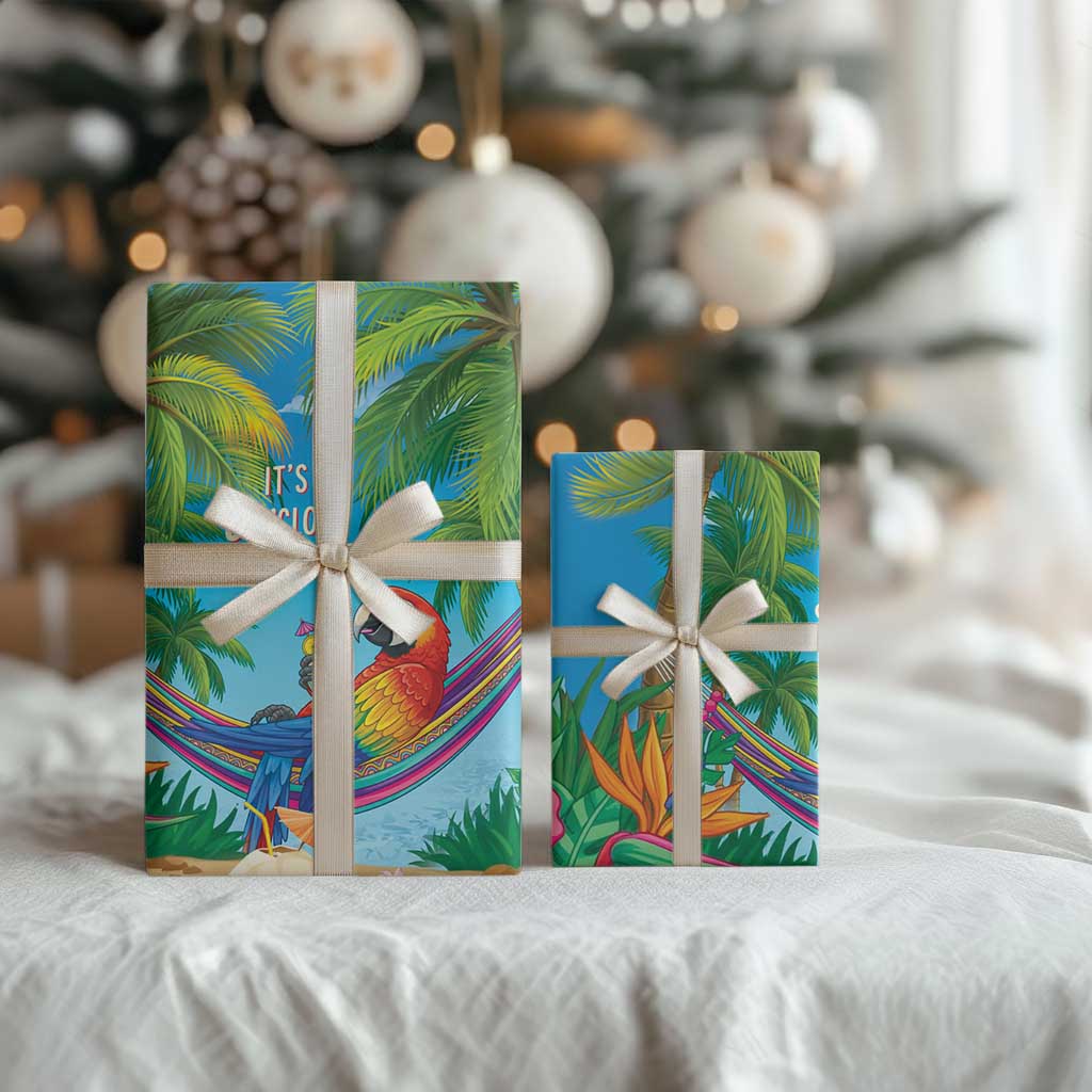 5 Oclock Somewhere Wrapping Paper Hawaii Parrots Cocktail Summer Beach Vibe - Polynesian Pride