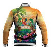5 Oclock Somewhere Personalized Baseball Jacket Hawaii Parrots Plumeria Summer Vibe LT9 - Polynesian Pride