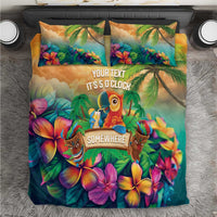 5 Oclock Somewhere Personalized Bedding Set Hawaii Parrots Plumeria Summer Vibe - Polynesian Pride