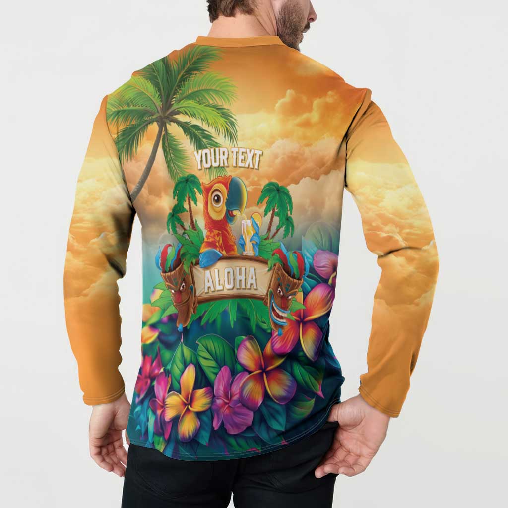 5 Oclock Somewhere Personalized Button Sweatshirt Hawaii Parrots Plumeria Summer Vibe - Polynesian Pride