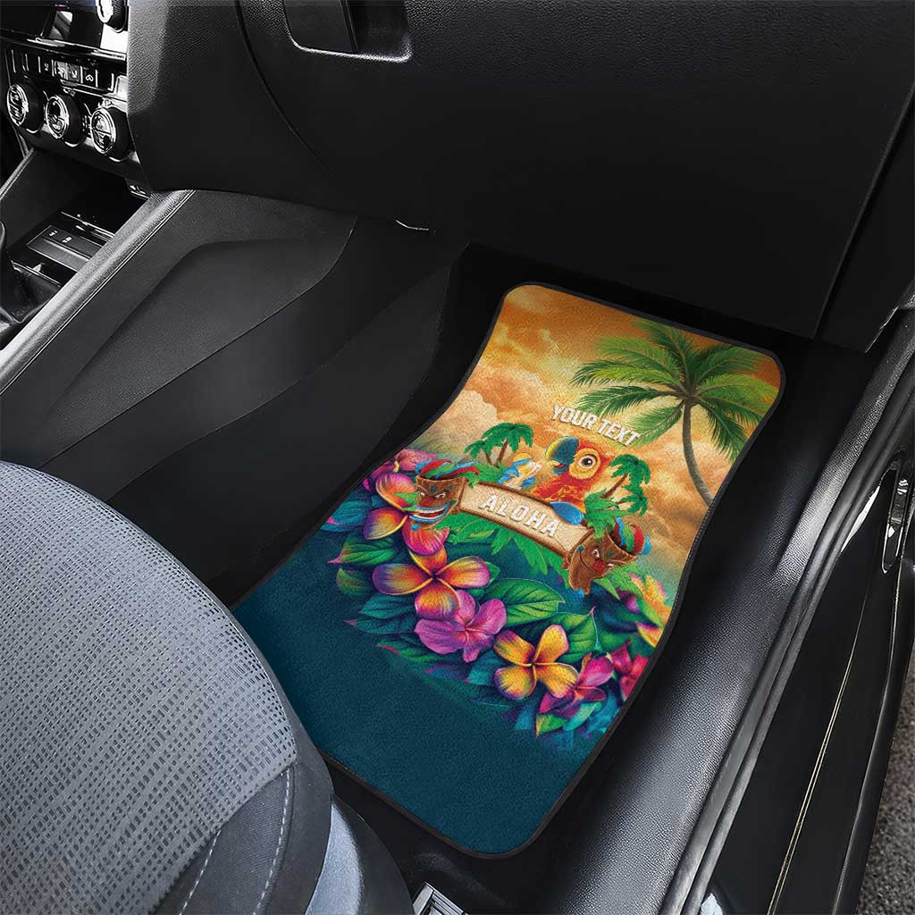 5 Oclock Somewhere Personalized Car Mats Hawaii Parrots Plumeria Summer Vibe - Polynesian Pride