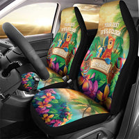 5 Oclock Somewhere Personalized Car Seat Cover Hawaii Parrots Plumeria Summer Vibe - Polynesian Pride