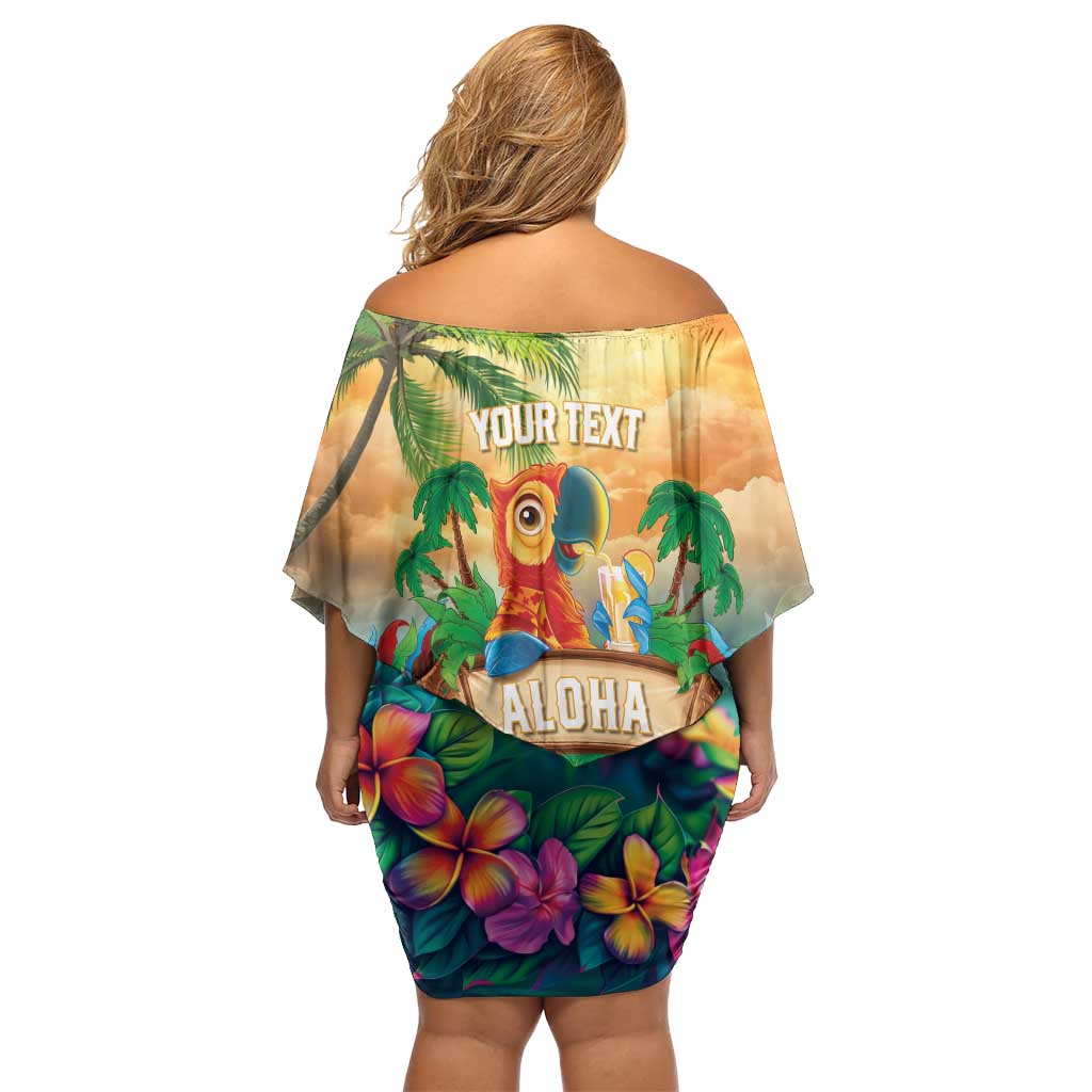 5 Oclock Somewhere Personalized Family Matching Off Shoulder Short Dress and Hawaiian Shirt Hawaii Parrots Plumeria Summer Vibe - Polynesian Pride