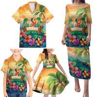 5 Oclock Somewhere Personalized Family Matching Puletasi and Hawaiian Shirt Hawaii Parrots Plumeria Summer Vibe - Polynesian Pride