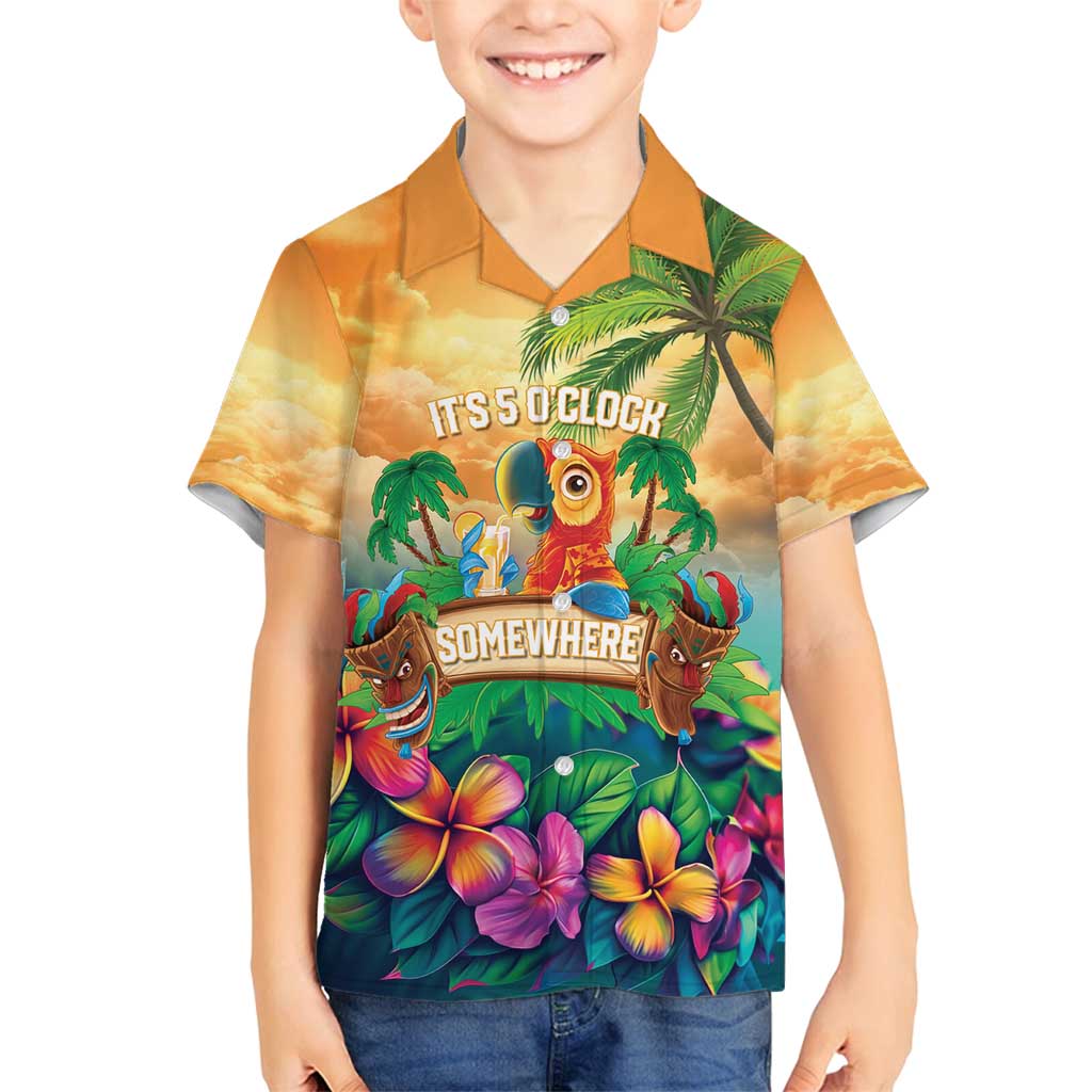 5 Oclock Somewhere Personalized Family Matching Puletasi and Hawaiian Shirt Hawaii Parrots Plumeria Summer Vibe - Polynesian Pride