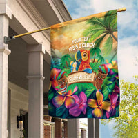 5 Oclock Somewhere Personalized Garden Flag Hawaii Parrots Plumeria Summer Vibe - Polynesian Pride