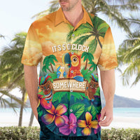 5 Oclock Somewhere Personalized Hawaiian Shirt Hawaii Parrots Plumeria Summer Vibe - Polynesian Pride