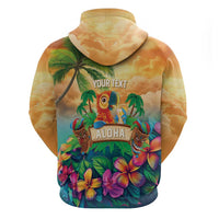 5 Oclock Somewhere Personalized Hoodie Hawaii Parrots Plumeria Summer Vibe - Polynesian Pride