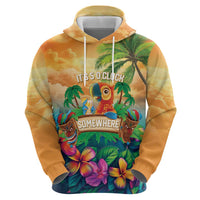 5 Oclock Somewhere Personalized Hoodie Hawaii Parrots Plumeria Summer Vibe - Polynesian Pride