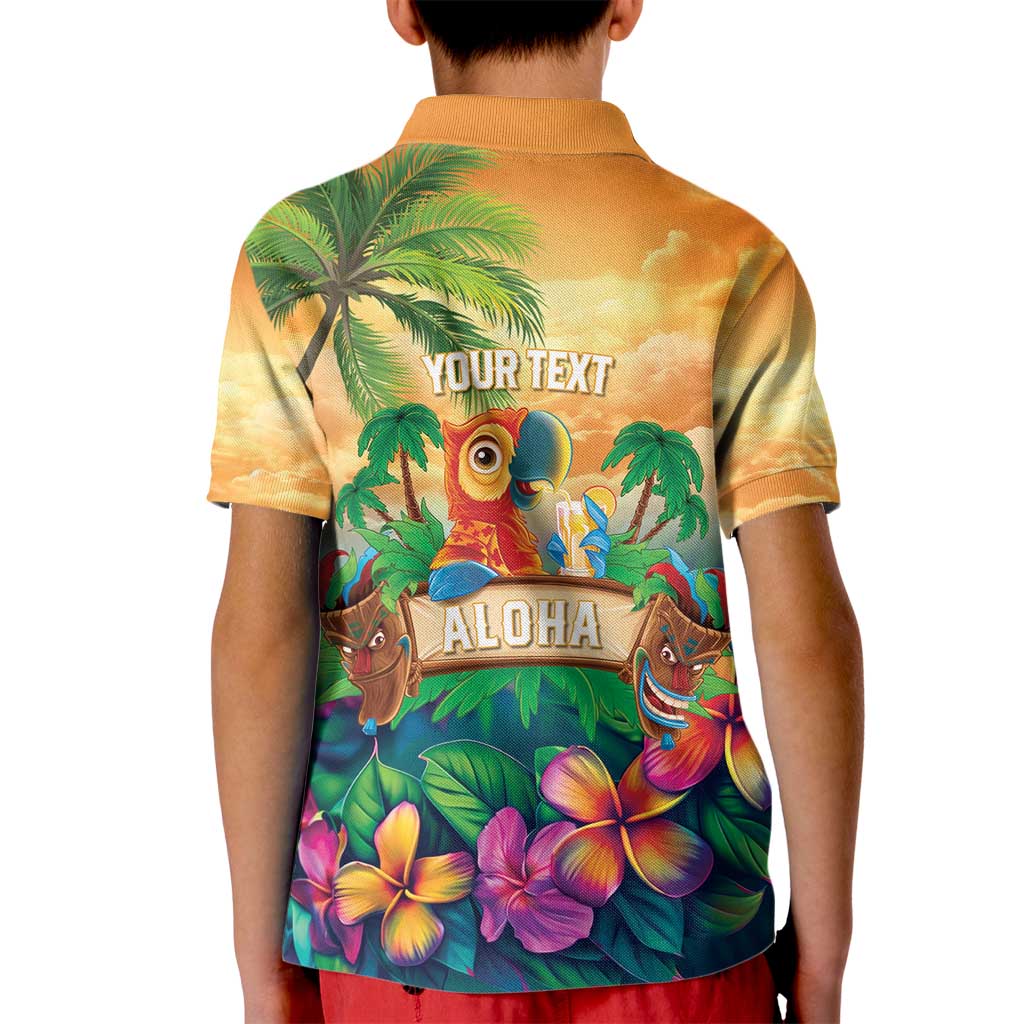 5 Oclock Somewhere Personalized Kid Polo Shirt Hawaii Parrots Plumeria Summer Vibe - Polynesian Pride
