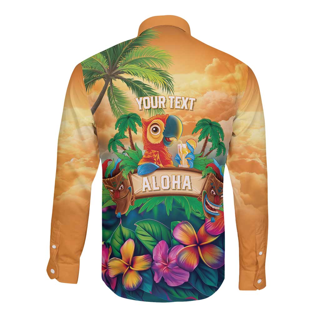 5 Oclock Somewhere Personalized Long Sleeve Button Shirt Hawaii Parrots Plumeria Summer Vibe LT9 - Polynesian Pride