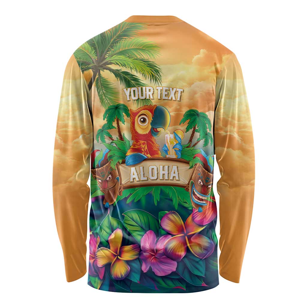 5 Oclock Somewhere Personalized Long Sleeve Shirt Hawaii Parrots Plumeria Summer Vibe - Polynesian Pride