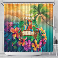 5 Oclock Somewhere Personalized Shower Curtain Hawaii Parrots Plumeria Summer Vibe - Polynesian Pride