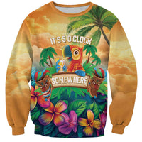5 Oclock Somewhere Personalized Sweatshirt Hawaii Parrots Plumeria Summer Vibe LT9 Unisex Yellow - Polynesian Pride