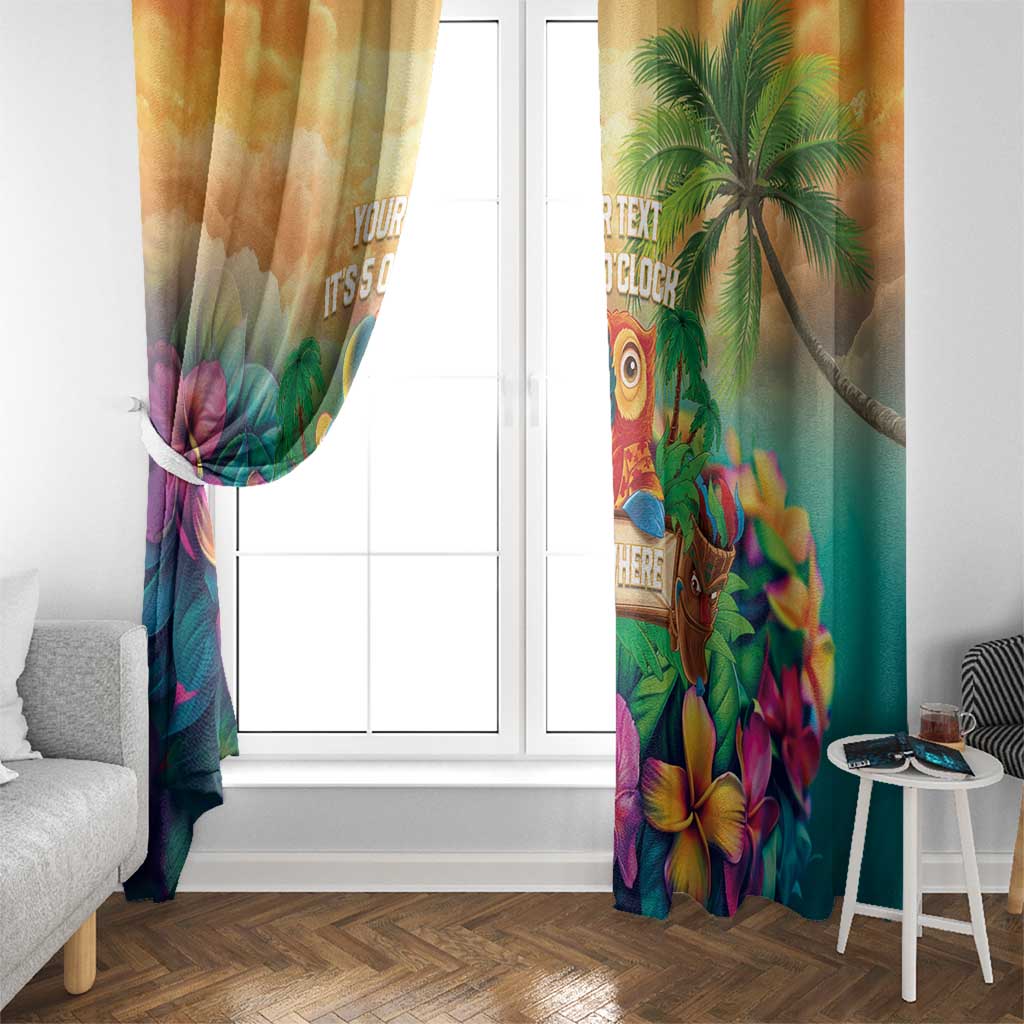 5 Oclock Somewhere Personalized Window Curtain Hawaii Parrots Plumeria Summer Vibe - Polynesian Pride