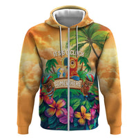 5 Oclock Somewhere Personalized Zip Hoodie Hawaii Parrots Plumeria Summer Vibe - Polynesian Pride