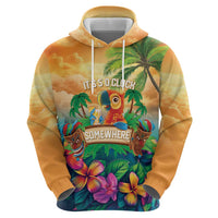 5 Oclock Somewhere Personalized Zip Hoodie Hawaii Parrots Plumeria Summer Vibe - Polynesian Pride