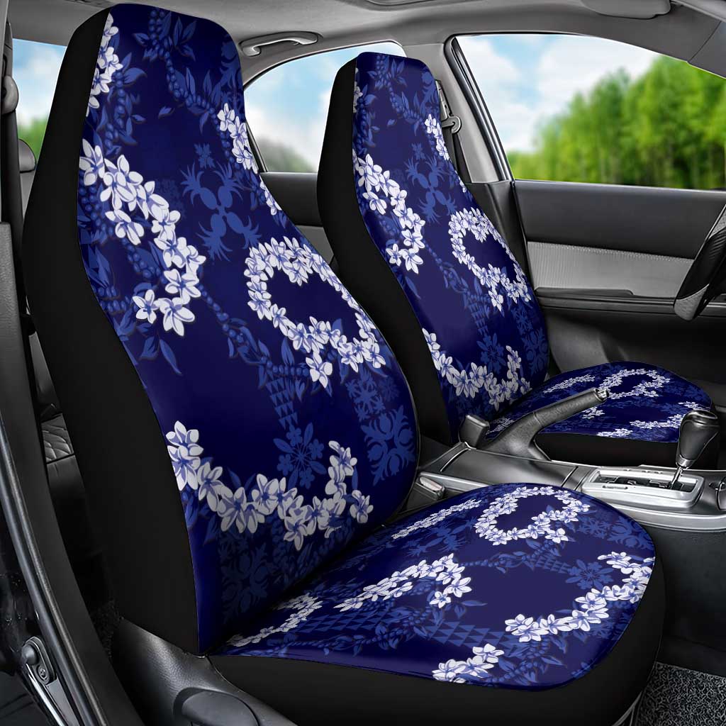 Mokihana Maile and Ilima Leis Car Seat Cover Uliuli Hawaiian Tapa Quilt Pattern - Polynesian Pride