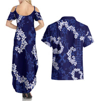 Mokihana Maile and Ilima Leis Couples Matching Summer Maxi Dress and Hawaiian Shirt Uliuli Hawaiian Tapa Quilt Pattern - Polynesian Pride