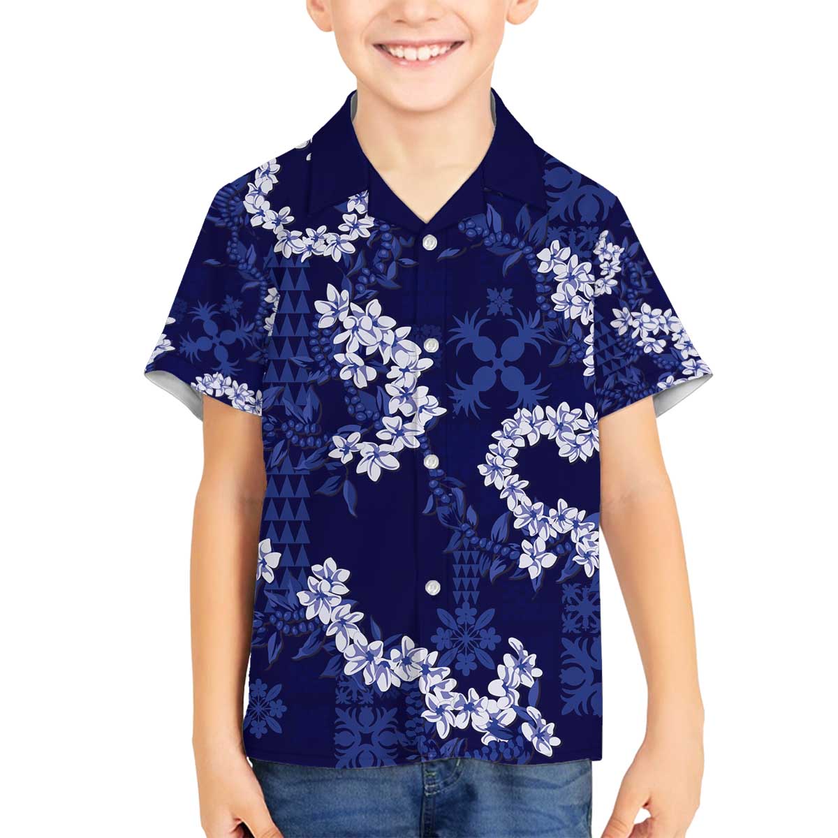 Mokihana Maile and Ilima Leis Family Matching Off The Shoulder Long Sleeve Dress and Hawaiian Shirt Uliuli Hawaiian Tapa Quilt Pattern - Polynesian Pride