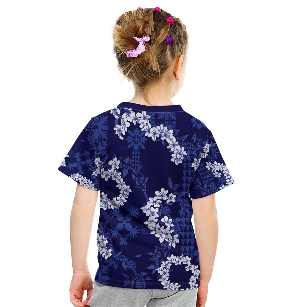 Mokihana Maile and Ilima Leis Kid T Shirt Uliuli Hawaiian Tapa Quilt Pattern - Polynesian Pride