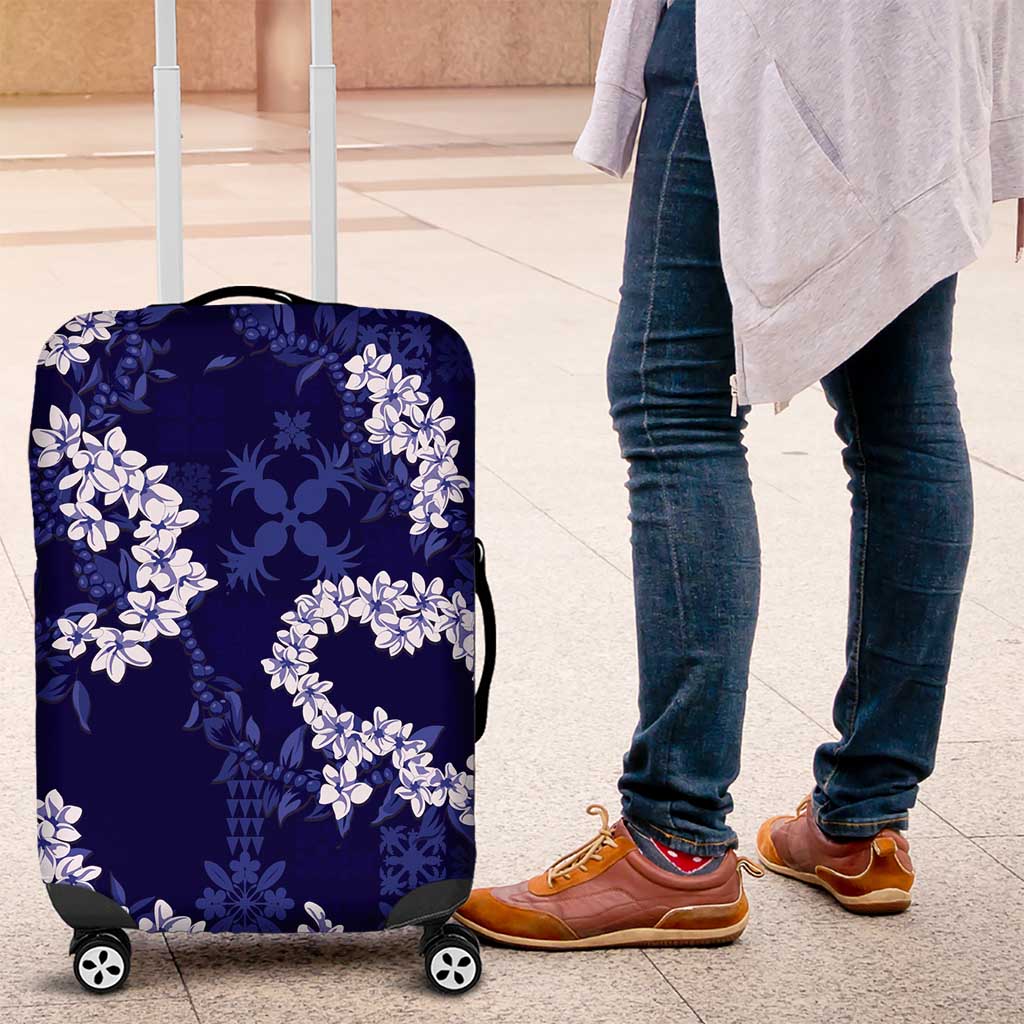 Mokihana Maile and Ilima Leis Luggage Cover Uliuli Hawaiian Tapa Quilt Pattern - Polynesian Pride