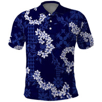 Mokihana Maile and Ilima Leis Polo Shirt Uliuli Hawaiian Tapa Quilt Pattern - Polynesian Pride