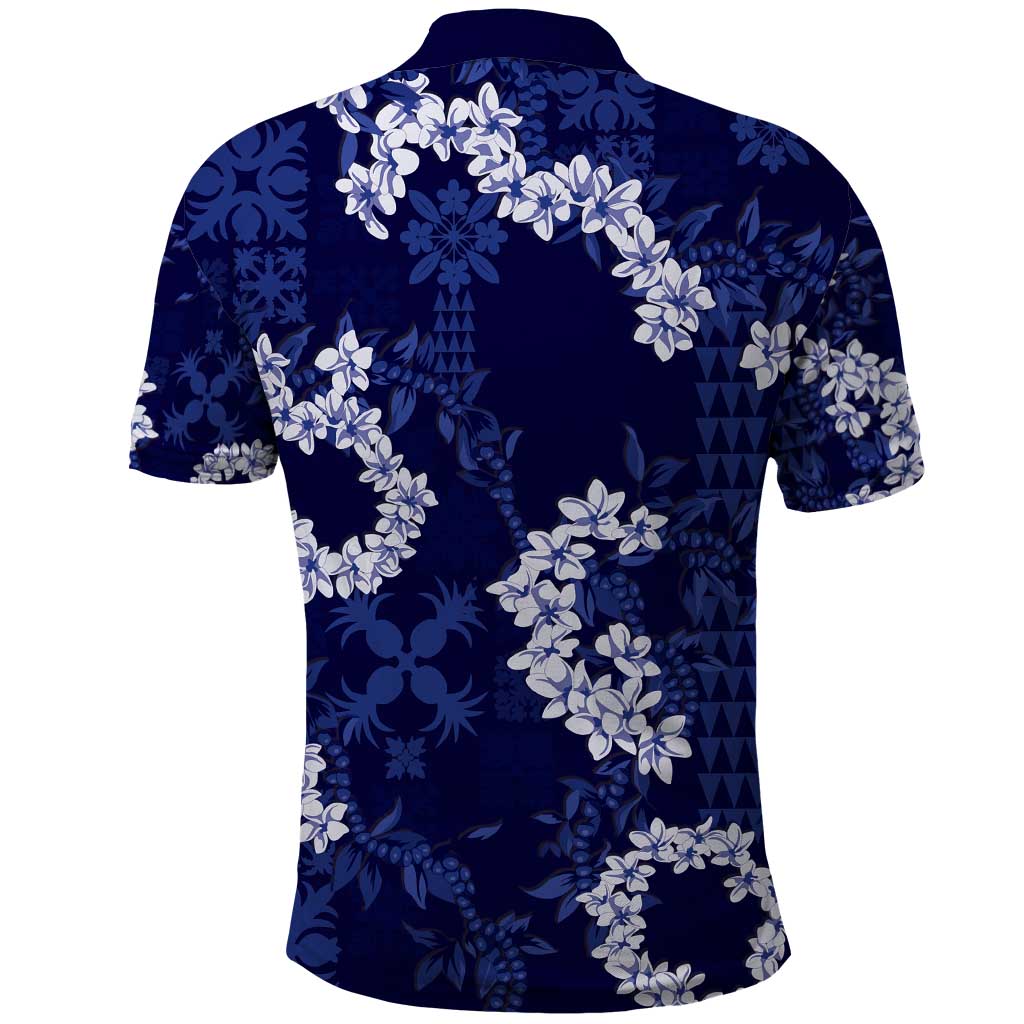 Mokihana Maile and Ilima Leis Polo Shirt Uliuli Hawaiian Tapa Quilt Pattern - Polynesian Pride