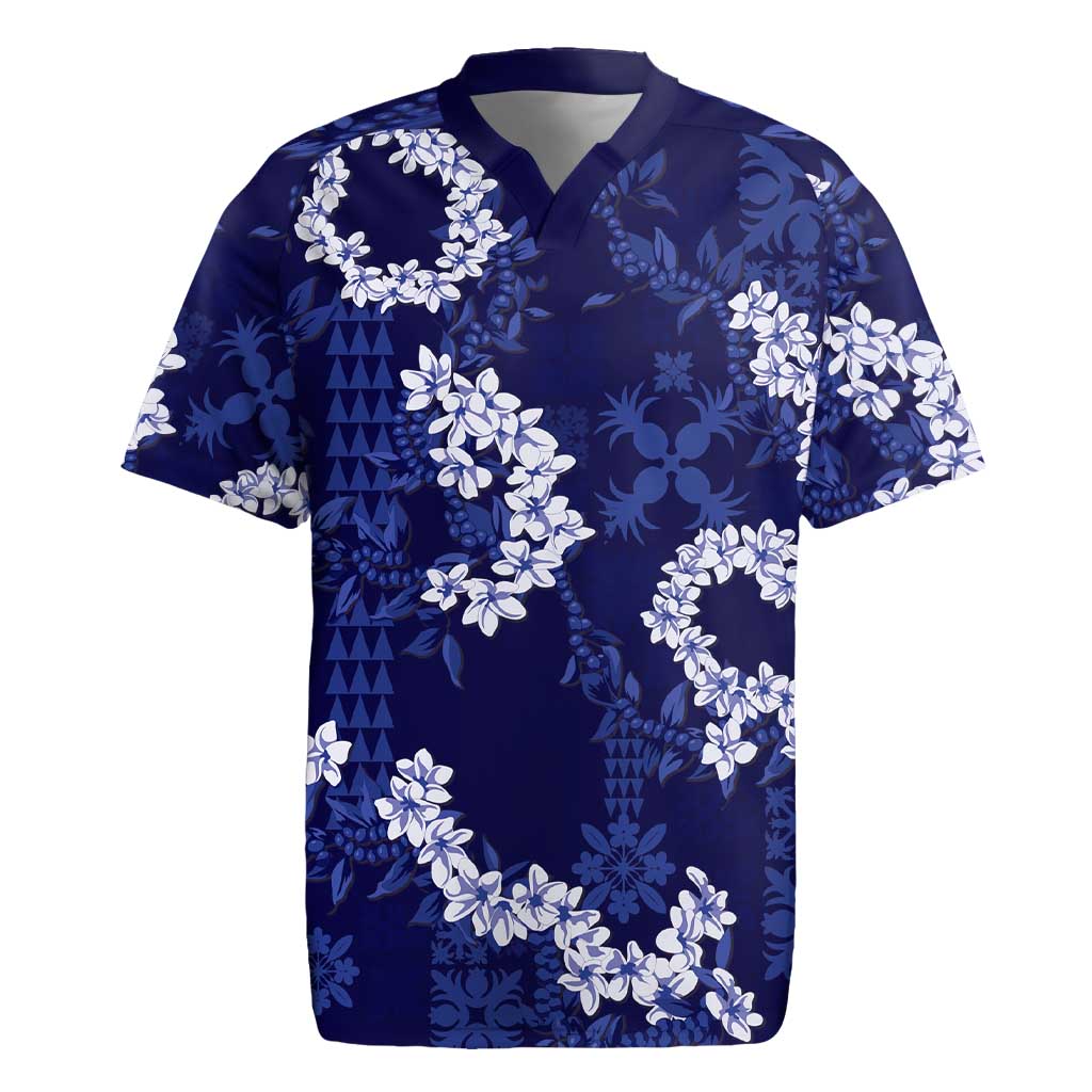 Mokihana Maile and Ilima Leis Rugby Jersey Uliuli Hawaiian Tapa Quilt Pattern - Polynesian Pride