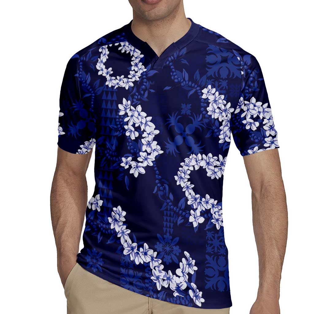 Mokihana Maile and Ilima Leis Rugby Jersey Uliuli Hawaiian Tapa Quilt Pattern - Polynesian Pride