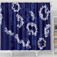 Mokihana Maile and Ilima Leis Shower Curtain Uliuli Hawaiian Tapa Quilt Pattern - Polynesian Pride