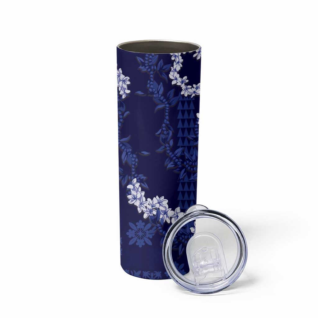 Mokihana Maile and Ilima Leis Skinny Tumbler Uliuli Hawaiian Tapa Quilt Pattern - Polynesian Pride